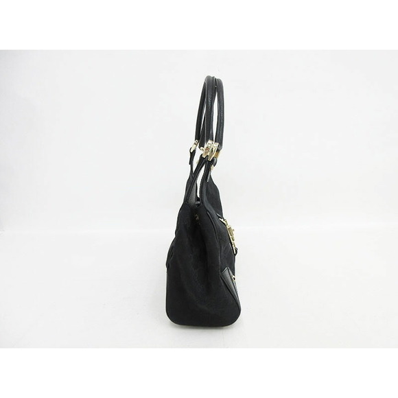 GUCCI Jackie Handbag Black GG Canvas Leather Bag - Picture 3 of 9